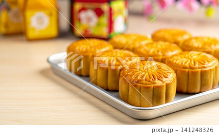 Close Up of Glossy Yakgwa Korean Honey Cookies on Traditional Wo Close Up of Glossy Yakgwa Korean Honey Cookies on Traditional Wo 141248326