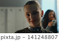 Beautiful Young Gymnast Preparing Backstage Before Competition 141248807