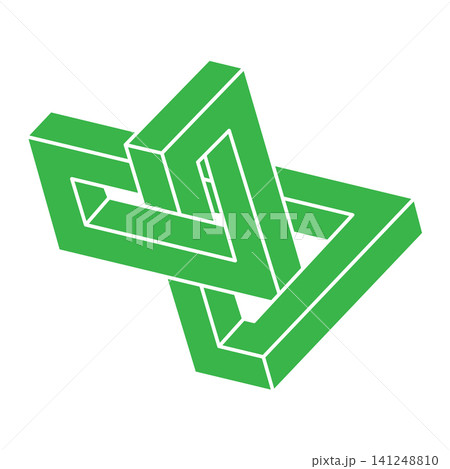 Impossible shapes. Sacred geometry logo. Optical illusion. Abstract eternal geometric objects. Optical art. Impossible geometry symbol on a white background. Line art. Escher style. 141248810