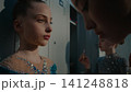 Teen Female Athletes Doing Makeup in Modern Locker Room 141248818