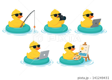 Vsai rubber duck enjoying summer activities and digital hobbies Vsai rubber duck enjoying summer activities and digital hobbies 141249431