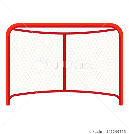 Ice hockey or soccer football goal gate and net, vector flat sport game equipment of field playing game competition Ice hockey or soccer football goal gate and net, vector flat sport game equipment of field playing game competition 141249566