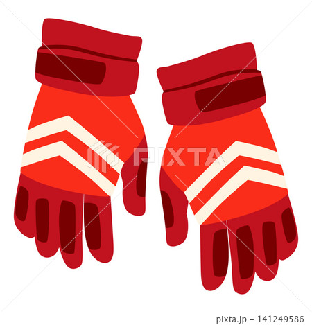Flat red hockey gloves vector illustration element 141249586