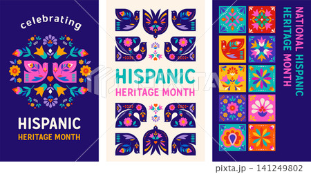 National Hispanic heritage month celebration posters background. Colorful vector illustration with National Hispanic heritage month celebration posters background. Colorful vector illustration with 141249802