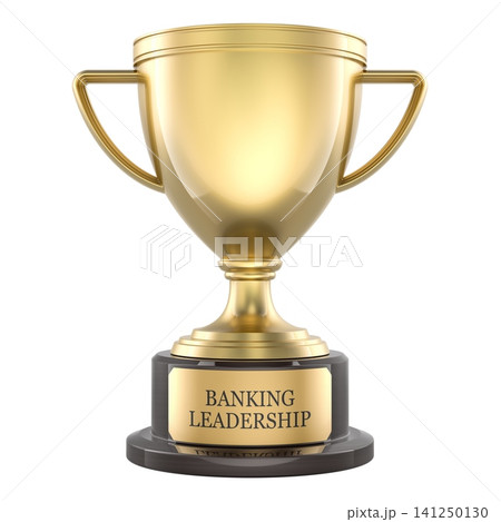 Banking Leadership, gold trophy cup. 3D rendering Banking Leadership, gold trophy cup. 3D rendering 141250130