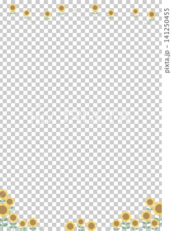 [向量圖] 向日葵邊框垂直背景，留有文字空間 - 夏季向量插圖 141250455