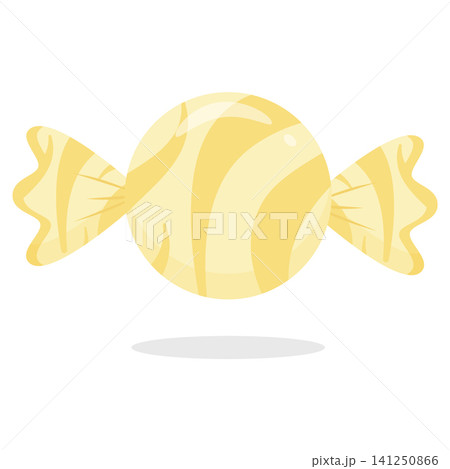 Cute Kawaii Pastel Yellow Swirl Candy Vector Icon 141250866