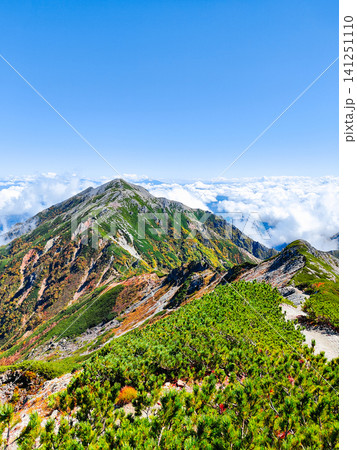 秋の針ノ木岳・蓮華岳登山(針ノ木岳山頂から蓮華岳方面の眺め) 秋の針ノ木岳・蓮華岳登山(針ノ木岳山頂から蓮華岳方面の眺め) 141251110