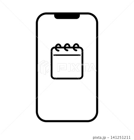 カレンダーアイコン付きスマホのイラスト カレンダーアイコン付きスマホのイラスト 141251211