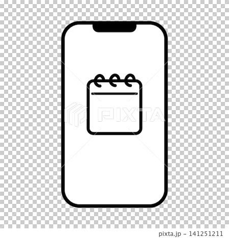 カレンダーアイコン付きスマホのイラスト カレンダーアイコン付きスマホのイラスト 141251211
