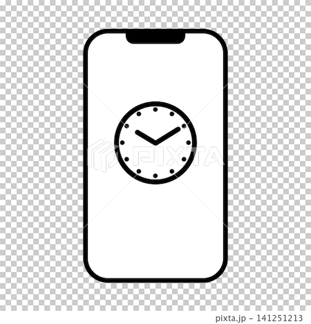 時計アイコン付きスマホのイラスト 時計アイコン付きスマホのイラスト 141251213
