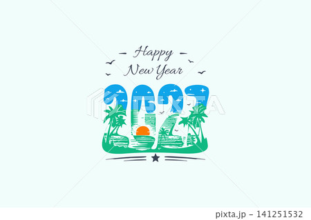 Beach Happy New Year 2027 Design Beach Happy New Year 2027 Design 141251532