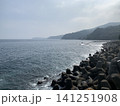 テトラポッドが並ぶ静かな海岸と山の風景 141251908