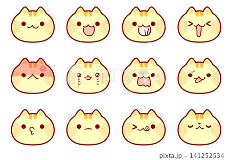 カラー版★猫の表情セット イラスト素材 カラー版★猫の表情セット イラスト素材 141252534