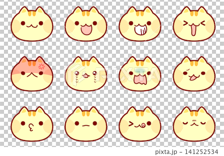 カラー版★猫の表情セット イラスト素材 カラー版★猫の表情セット イラスト素材 141252534
