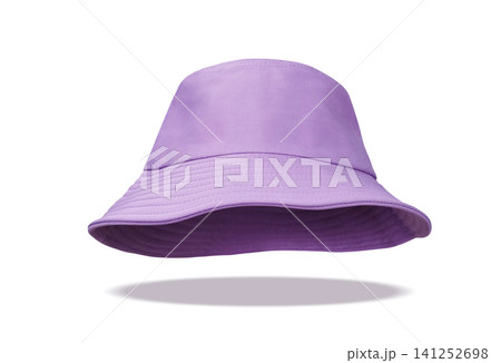A purple cloth hat was floating on a white surface. 141252698