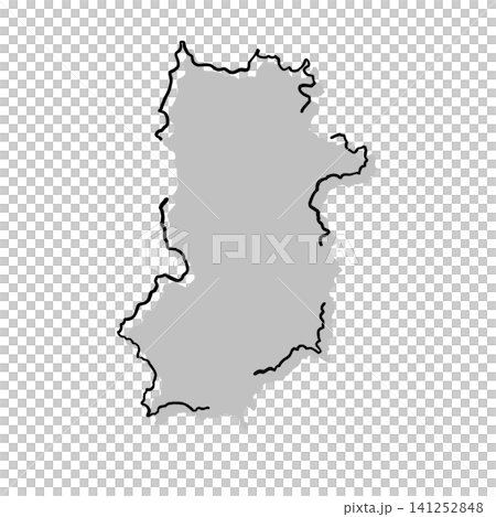 Silhouette illustration of a map of Nara Prefecture | Gray, hand-drawn style, line art Silhouette illustration of a map of Nara Prefecture | Gray, hand-drawn style, line art 141252848