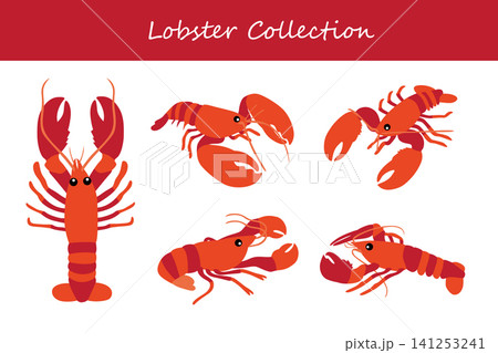 lobster collection. lobster in different poses lobster collection. lobster in different poses 141253241