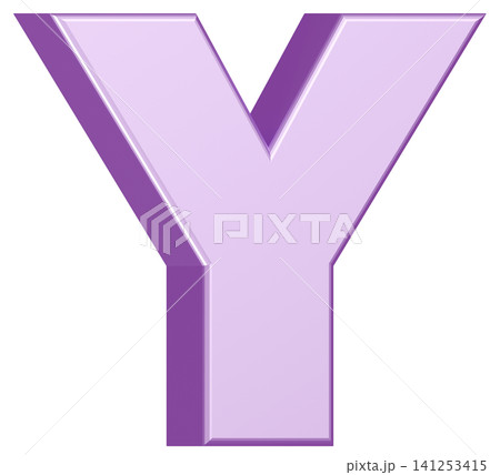 3D素材_アルファベット_Y_紫 3D素材_アルファベット_Y_紫 141253415