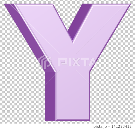 3D素材_アルファベット_Y_紫 3D素材_アルファベット_Y_紫 141253415