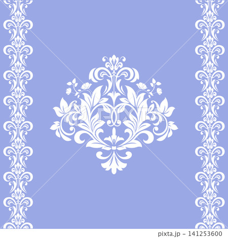 Damask graphic ornament. Floral design element. Blue and white vector pattern Damask graphic ornament. Floral design element. Blue and white vector pattern 141253600