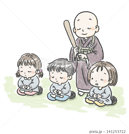 坐禅をする子ども 141253722