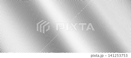 Dotted line wave background. Tech curve dashed lines wallpaper. Abstract halfton wave stripes texture. Black white warped dynamic backdrop for poster, booklet, leaflet, presentation, brochure. Vector Dotted line wave background. Tech curve dashed lines wallpaper. Abstract halfton wave stripes texture. Black white warped dynamic backdrop for poster, booklet, leaflet, presentation, brochure. Vector 141253753