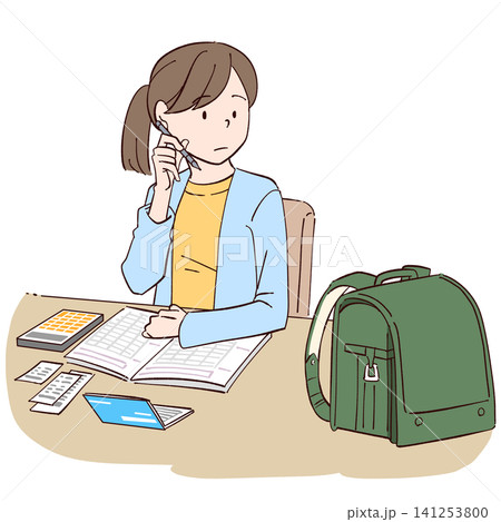 家計簿をつける女性 141253800