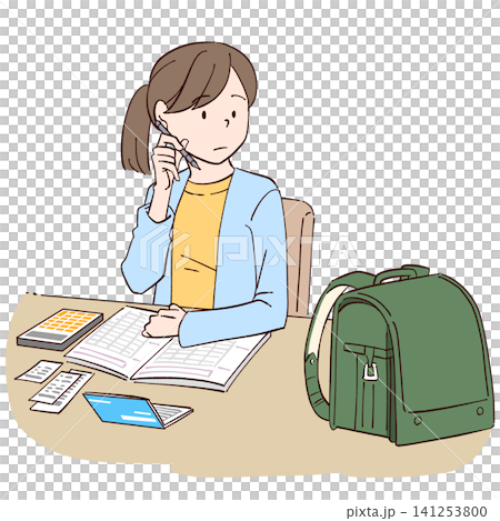 家計簿をつける女性 141253800