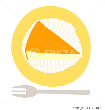 黄色いお皿のチーズケーキ 黄色いお皿のチーズケーキ 141253893