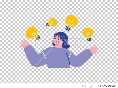 An illustration of a businesswoman having a sudden flash of inspiration. An illustration of a businesswoman having a sudden flash of inspiration. 141253938