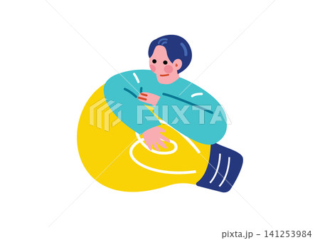 アイディアを閃くビジネスマンのイラスト 141253984