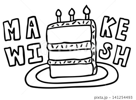 Hand drawn birthday cake with candles on plate outline for sweet dessert, cafe, restaurant, menu, recipe, baking book, food, snack, card, party, bakery, pastry, brunch, cake shop, department store Hand drawn birthday cake with candles on plate outline for sweet dessert, cafe, restaurant, menu, recipe, baking book, food, snack, card, party, bakery, pastry, brunch, cake shop, department store 141254493