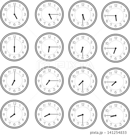 5時〜8時をさす時計(線画) 141254833