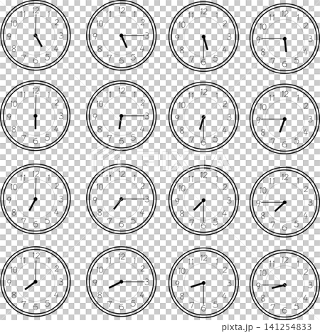 5時〜8時をさす時計(線画) 141254833