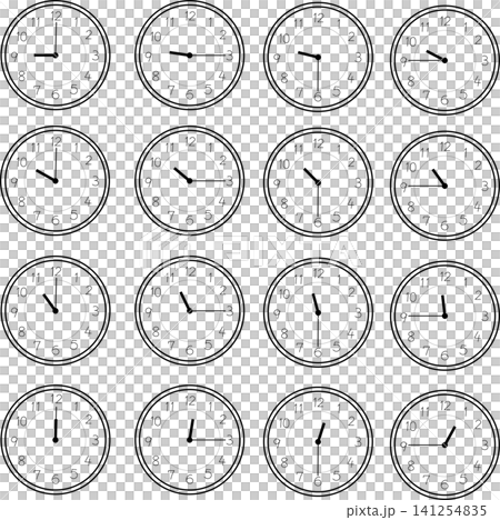 9時〜12時をさす時計(線画) 141254835