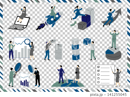 business illustration set business illustration set 141255045