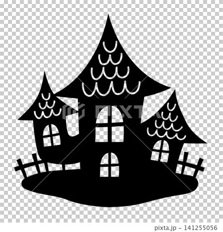 ハロウィンの館のシルエット_ベクターイラスト 141255056