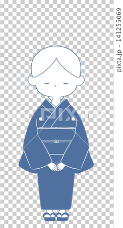 身著喪服和服的女子插畫。 身著喪服和服的女子插畫。 141255069