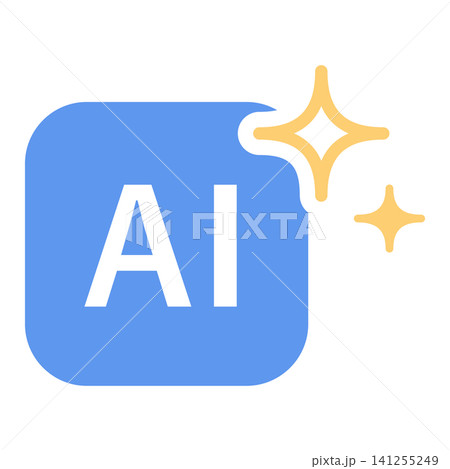 AI人工知能の角丸四角形ときらめく星のスマートアプリアイコン AI人工知能の角丸四角形ときらめく星のスマートアプリアイコン 141255249