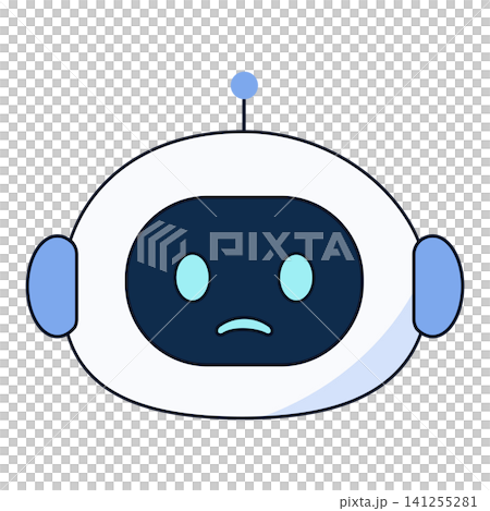 困り顔やエラーを伝えるかわいいAIロボットの顔・頭部アプリアイコンキャラクターイラスト 141255281