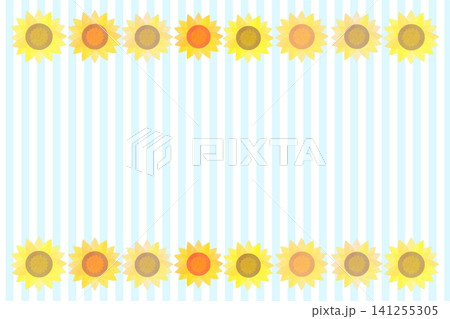 夏のひまわり背景しましまブルー 夏のひまわり背景しましまブルー 141255305