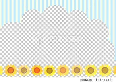 夏日向日葵背景，條紋天空，綠色 141255311