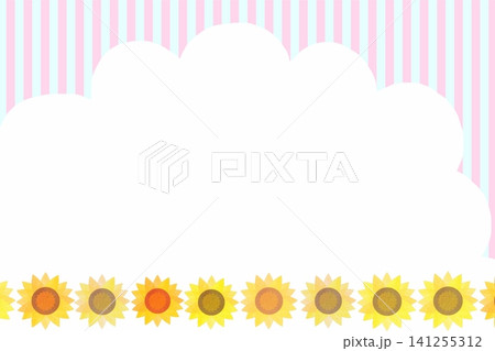 夏のひまわり背景しましま空ピンク 夏のひまわり背景しましま空ピンク 141255312