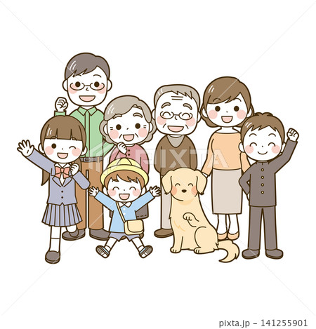 元気な二世代家族(中高生・幼児)+犬 元気な二世代家族(中高生・幼児)+犬 141255901
