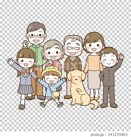 元気な二世代家族(中高生・幼児)+犬 元気な二世代家族(中高生・幼児)+犬 141255901