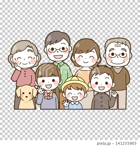 Two-generation family (middle school/high school students and toddlers) + dog 141255903