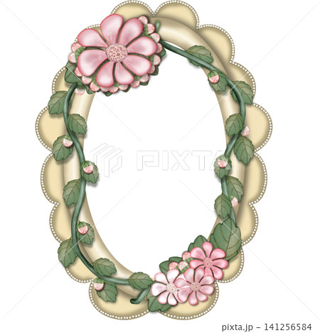 Border oval hand drawn flower Color pastel frames,for frames decorative card,posters, labels and text highlight. Border oval hand drawn flower Color pastel frames,for frames decorative card,posters, labels and text highlight. 141256584