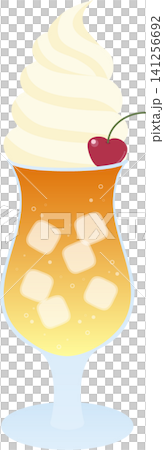 Vector illustration of a float drink | Retro cafe style orange cream soda Vector illustration of a float drink | Retro cafe style orange cream soda 141256692