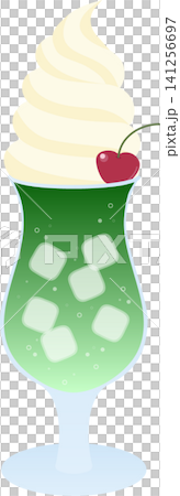 Vector illustration of a float drink | Retro café style rich melon cream soda Vector illustration of a float drink | Retro café style rich melon cream soda 141256697